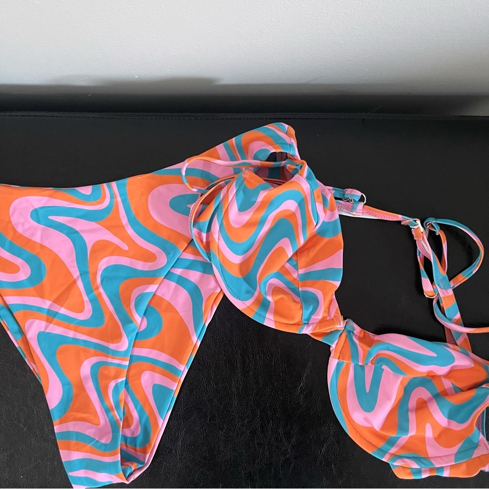 Aurelle Retro Patterned Balconette Bikini Set